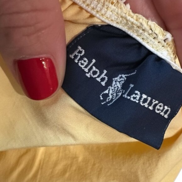 Vintage Ralph Lauren Home Yellow Cotton Ruffle 3 Piece Sheet Set Full Fitted Pil - Picture 7 of 15